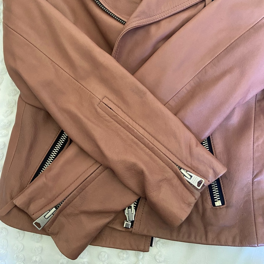 Allsaints Dalby Leather Pink Jacket - Picture 7 of 8